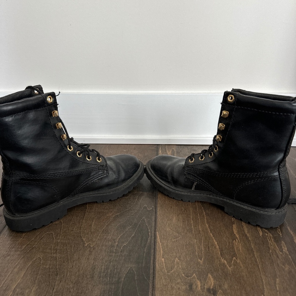Vegan leather combat boot